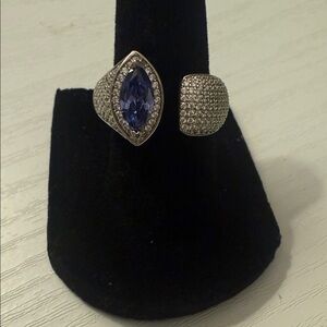Elegant Silver and Blue Women's Ring